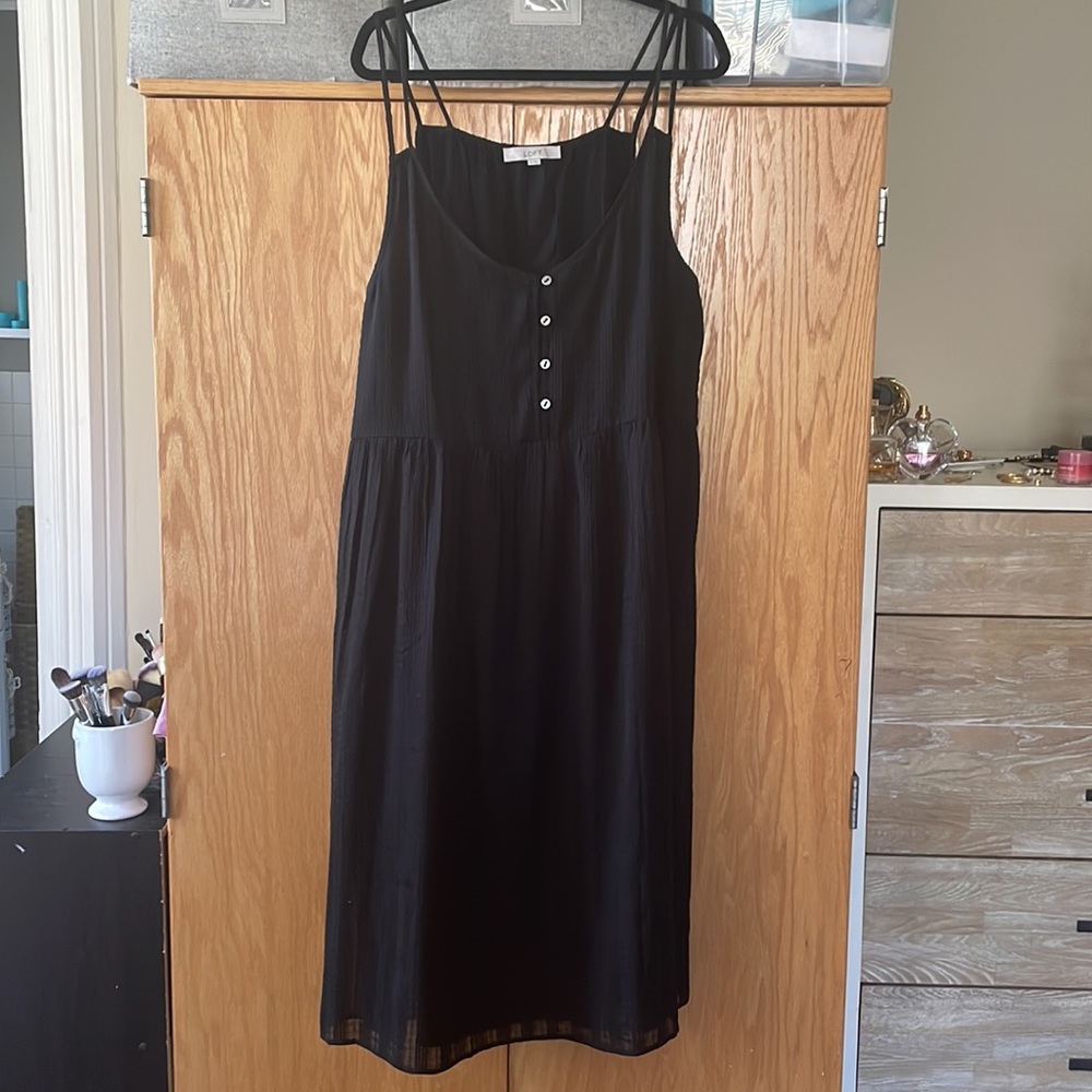 Loft size 18 black strappy midi dress